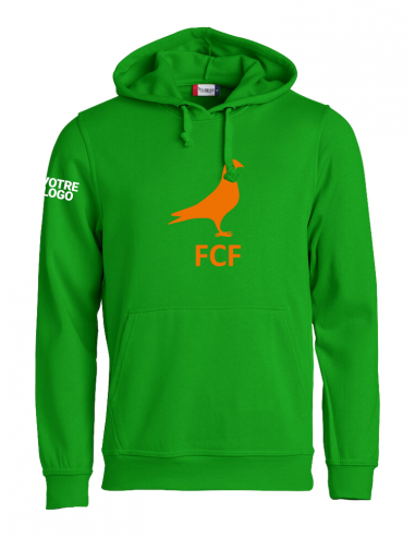 Sweat à capuche vert association FCF